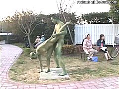 Asian public painted statue fuck